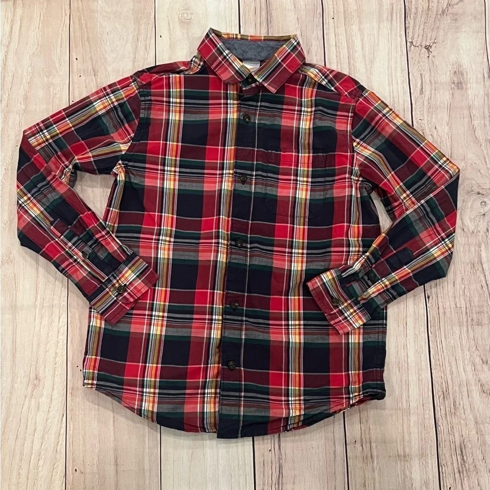 GYMBOREE boys Plaid Shirt casual classic Red and Green/size 12